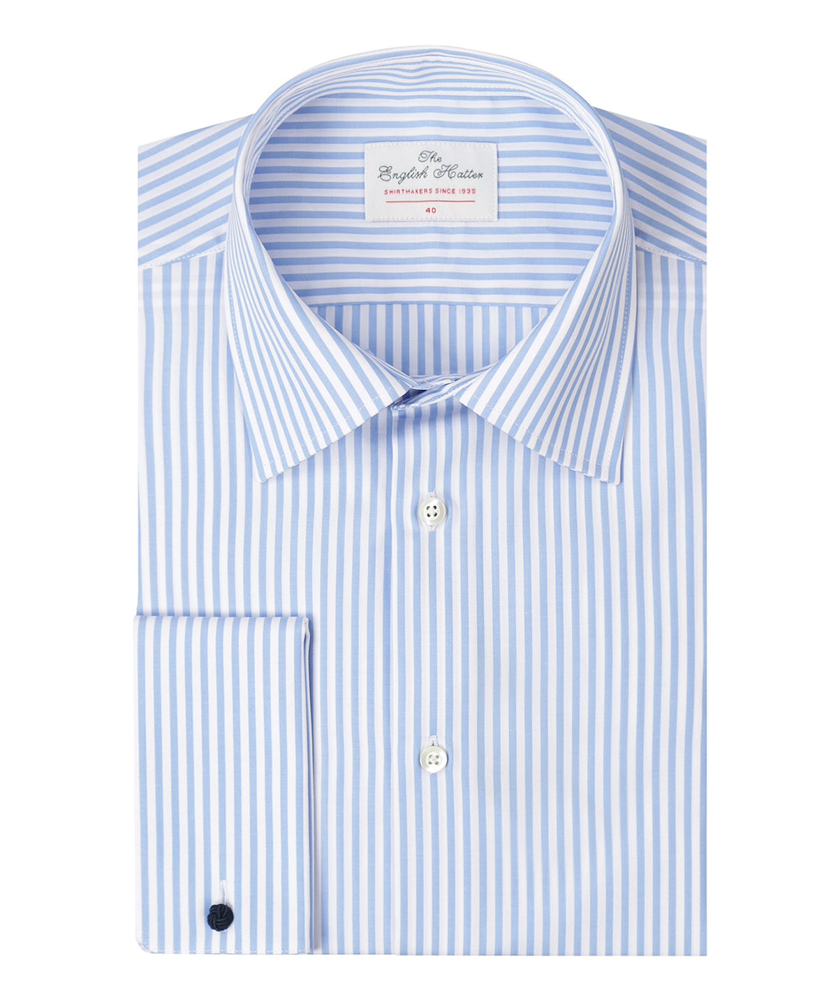 Shirt Dubbele Manchet | Lichtblauw Streep