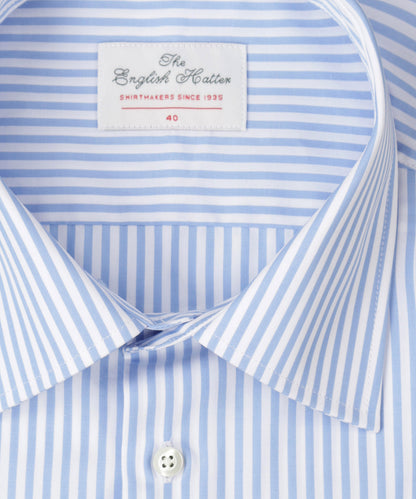 Shirt Dubbele Manchet | Lichtblauw Streep