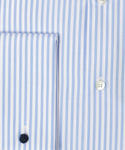 Shirt Dubbele Manchet | Lichtblauw Streep