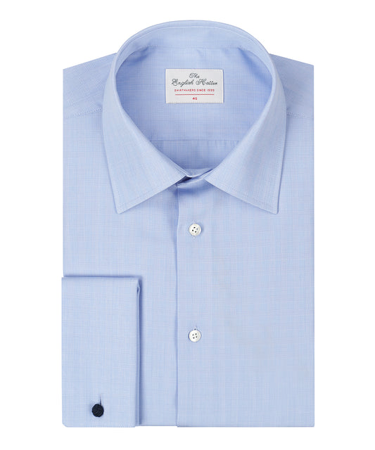 Shirt Double Cuff | Blue Houndstooth Check