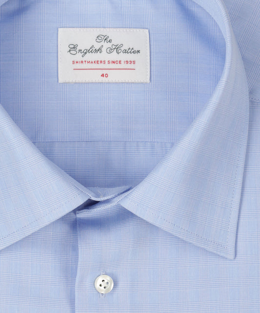Shirt Double Cuff | Blue Houndstooth Check