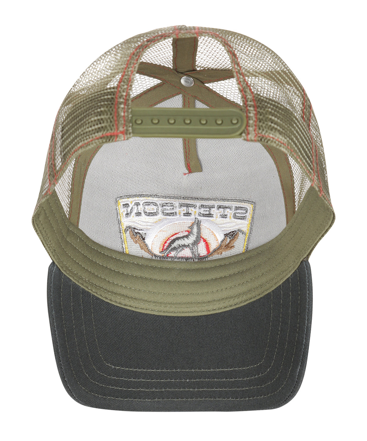 Trucker Cap Wolf | Dunkelgrün Rot Oliv