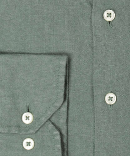Shirt Garment Washed Linnen | Donkergroen