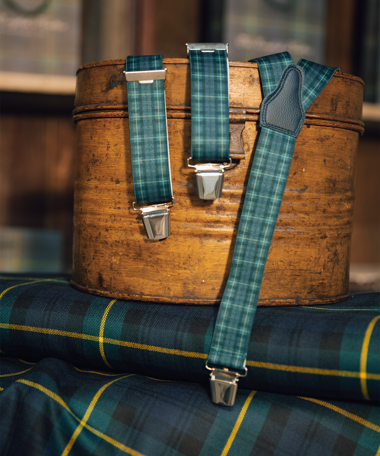 Bretels Clips 90 Years | Groen Tartan