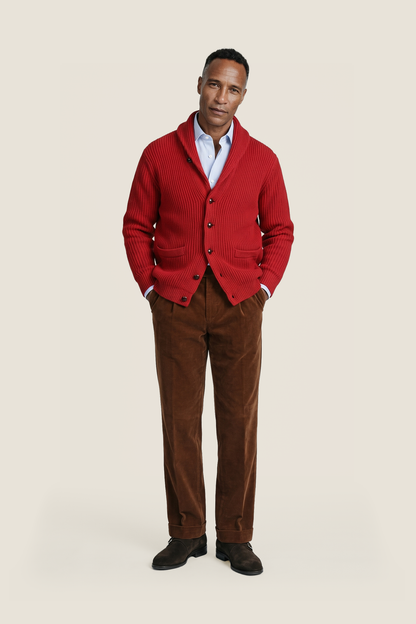 William Lockie Button Cardigan Shawl Collar | Poppy Melange