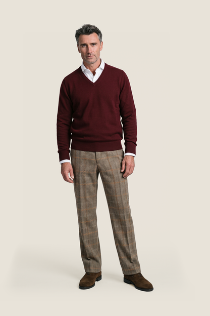 William Lockie V-Ausschnitt-Pullover aus Lammwolle | Bordeaux