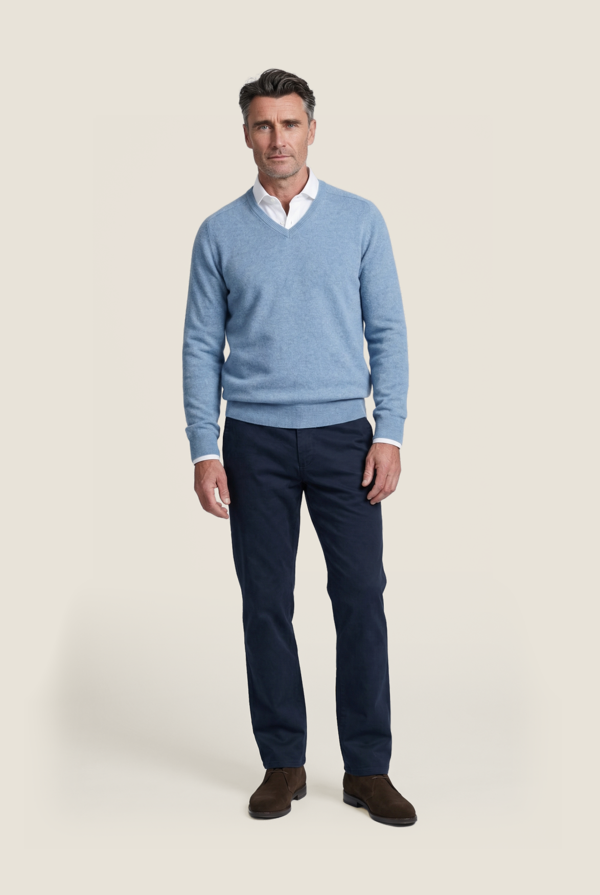 Classic Lambswool v-neck sweater | Blue