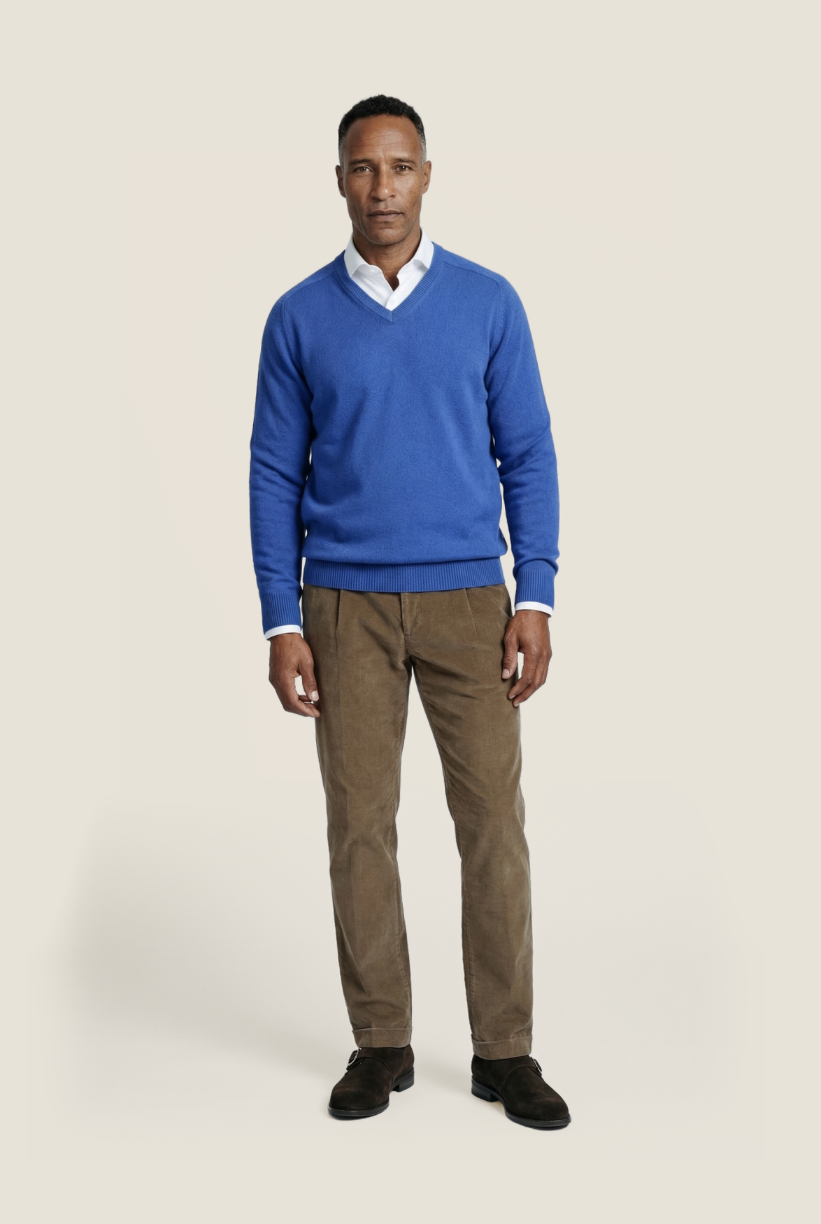 Lamswol V-Hals Pullover | Blauw