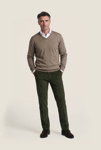 Pullover V-Neck Cotton/Cashmere | Brown