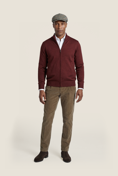Merino Rits Vest | Rood Melange