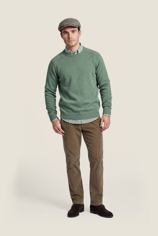Pullover Lambswool round neck | Green