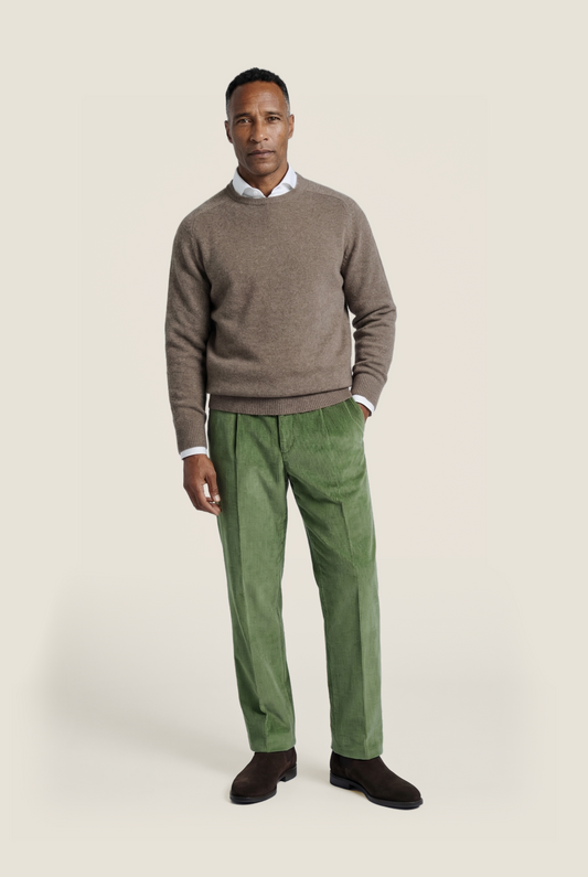 Pullover Lambswool round neck | Brown