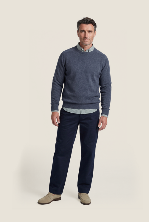 Pullover Lambswool round neck | Denim Blue