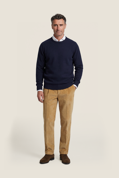 Lamswol Ronde Hals Pullover | Navy
