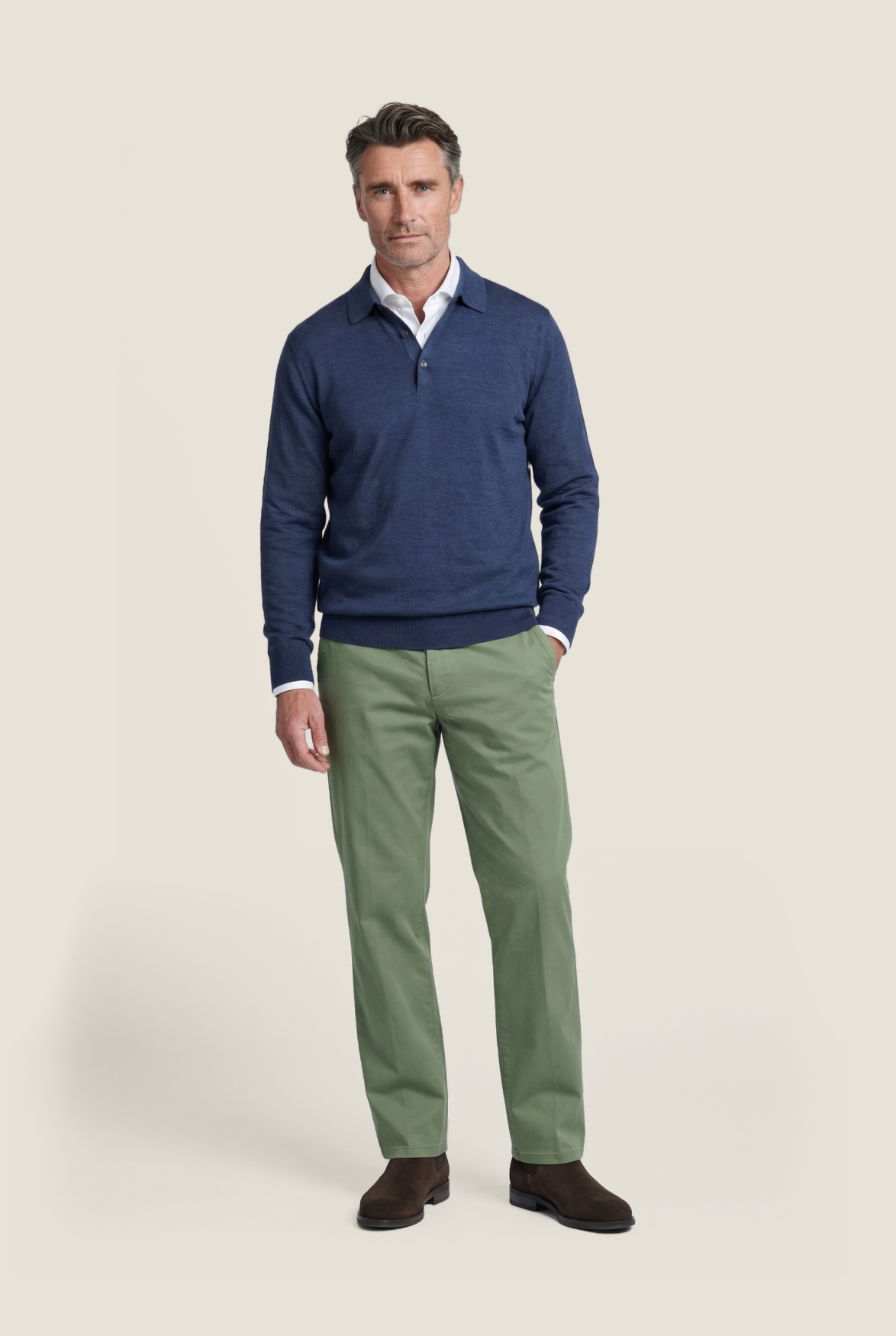 Merino Polo Pullover | Donker Blauw