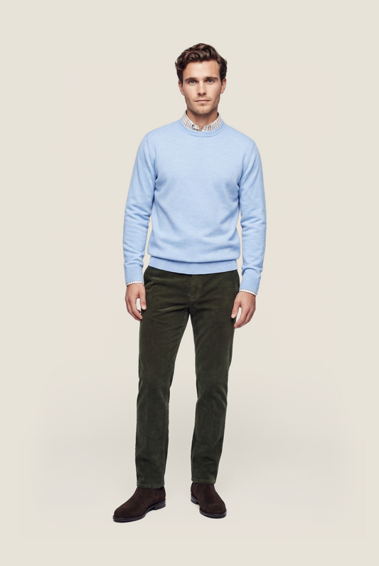 Merino wool round neck sweater | Light Blue