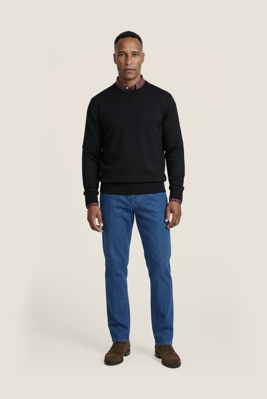Merino wool round neck sweater | Black