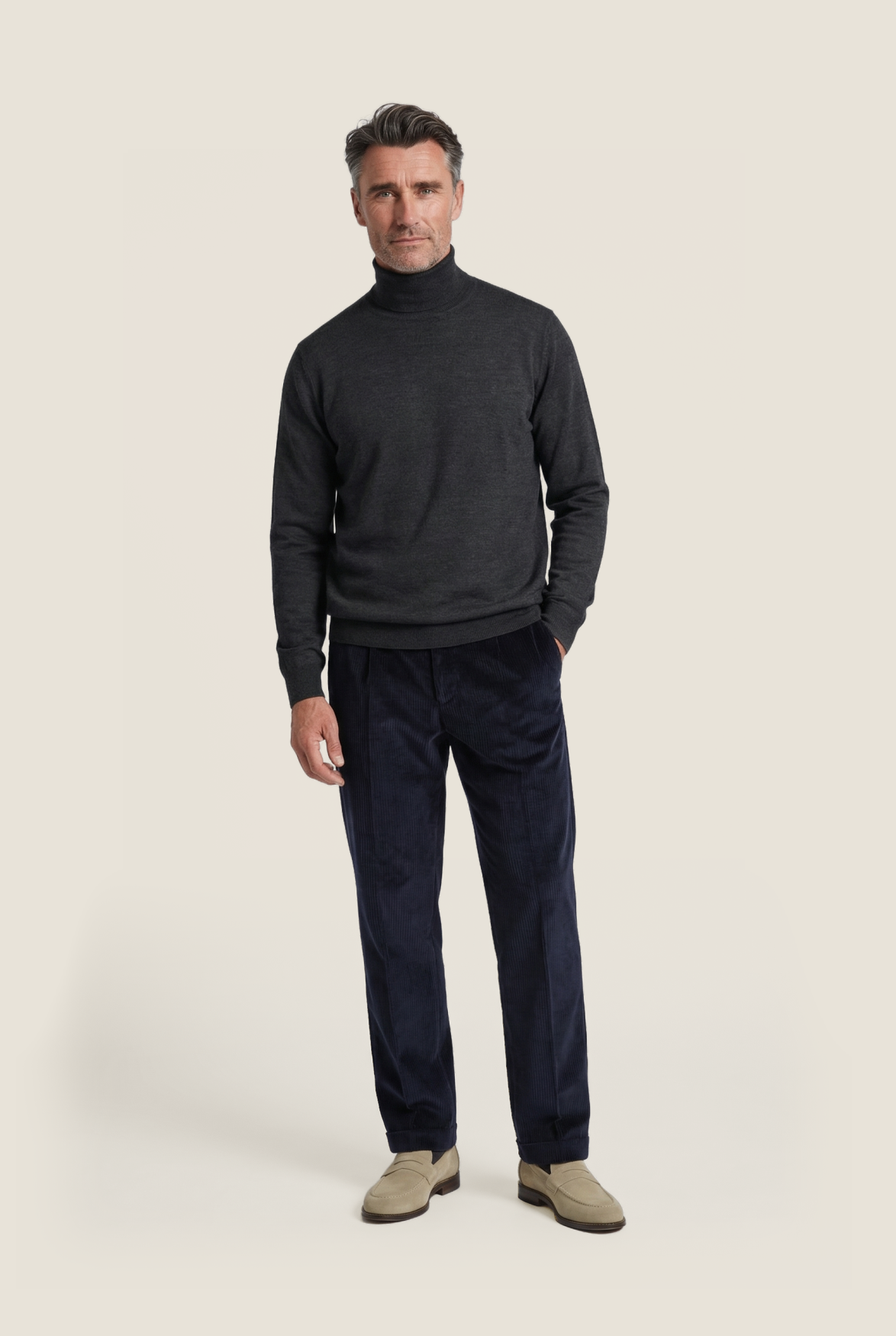 Rollkragenpullover aus Merinowolle | Anthrazit