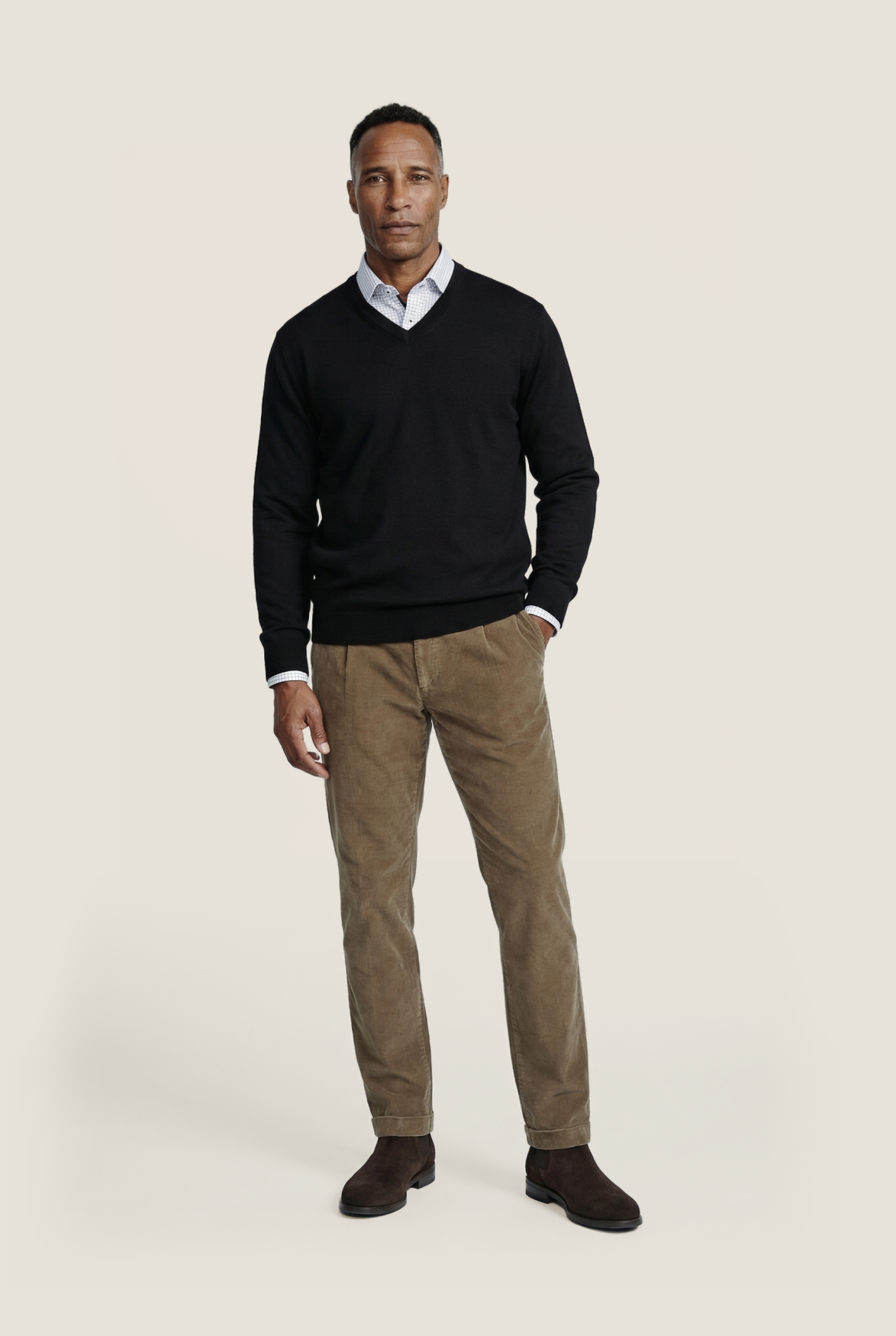Merino V-Hals Pullover | Zwart