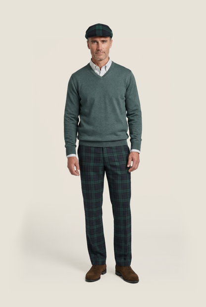 Cotton/Cashmere V-Hals Pullover | Zeewier Groen