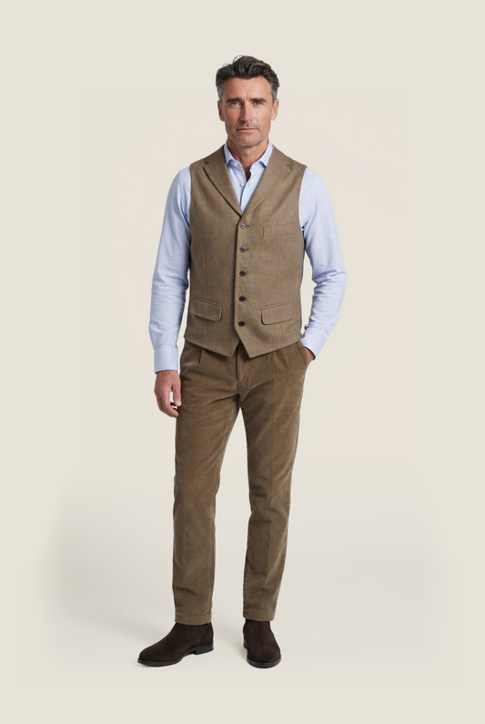 Wellington Gilet 100% Silk | Brown
