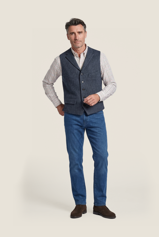 Harris Tweed Gilet | Blue